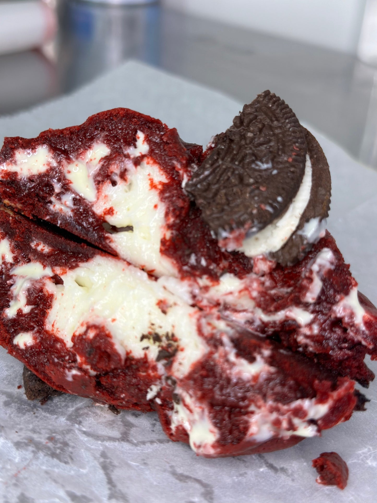 Luscious Red Velvet Cookie with Cream Cheese Filling